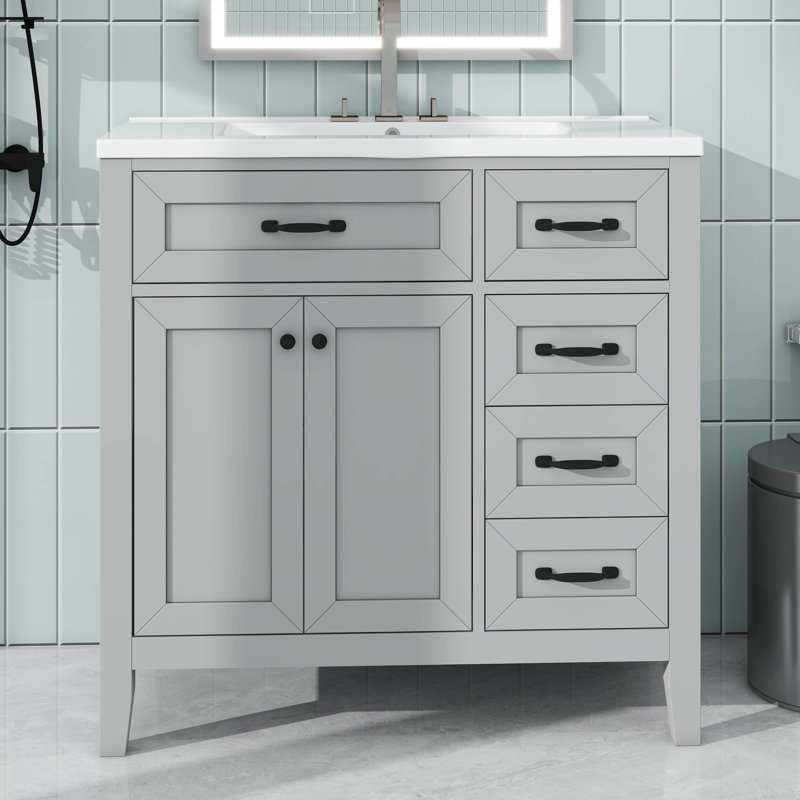 Ensemble de meuble-lavabo avec lavabo 36 po, Gris, Noir
