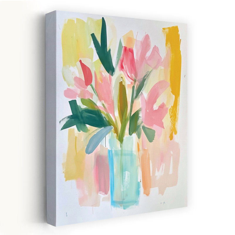 A Wash of Spring - Art contemporain abstrait floral moderne aux couleurs vives, H 24 po x l 16 po