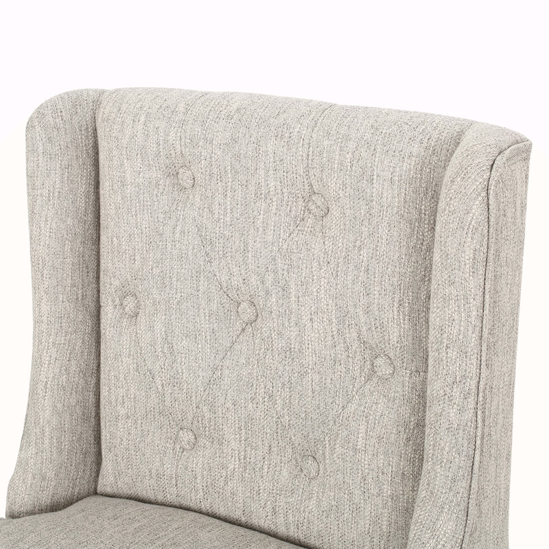 Ensemble de 2 tabourets de comptoir à oreilles capitonnés en tissu Vienna Vienna, gris clair, naturel