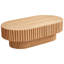 Table basse ovale, conception cannelée moderne Mid-Century avec piédestal robuste, parfaite pour les salons et les petits espaces, 43,1 pouces