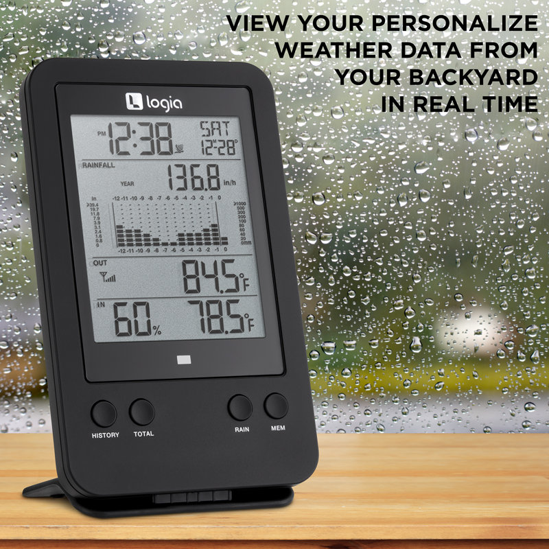 Logia 3-in-1 Rain Gauge Weather Station with Temperature and Humidity