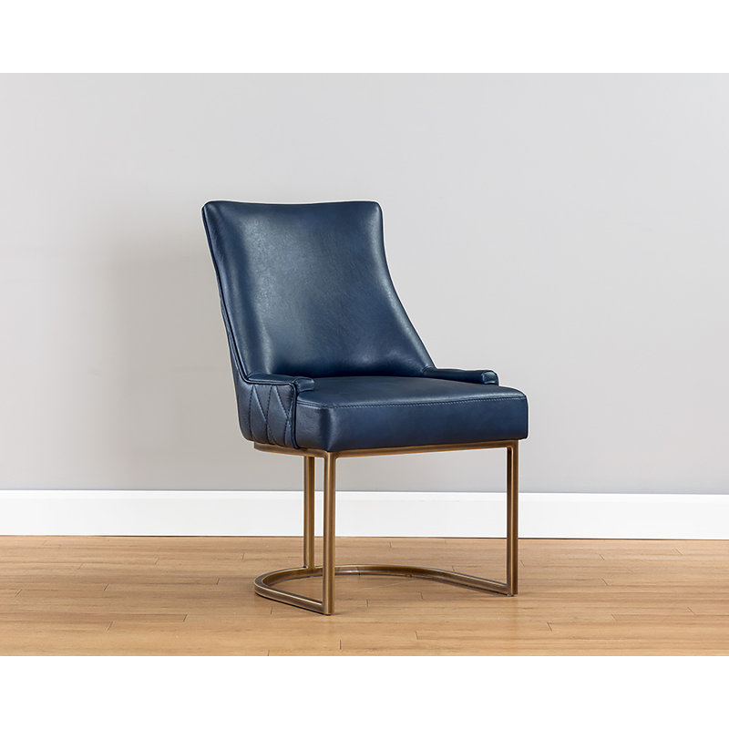 Chaise d'appoint en similicuir 18,5 po H, Bleu