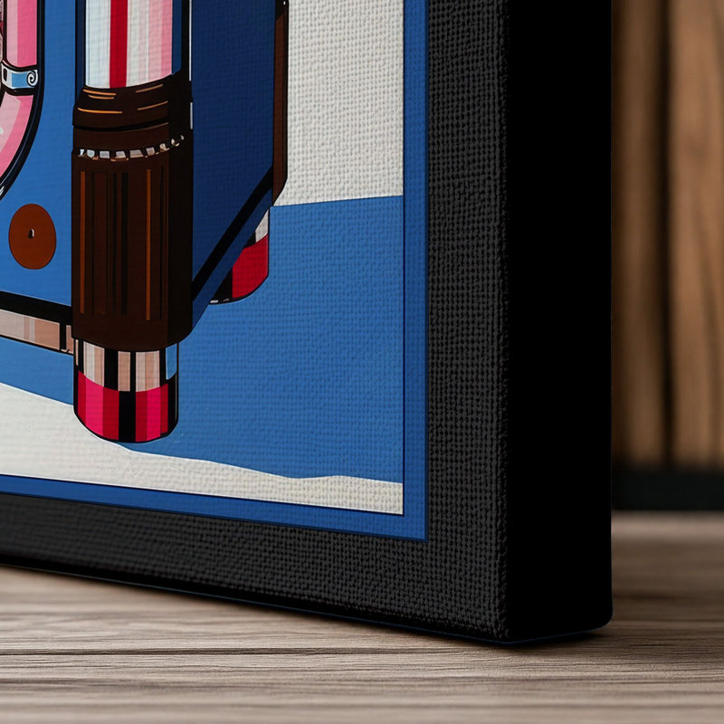 Jukebox Retro - Wrapped Canvas, 24x16 - 61.0 x 40.6 cm, Black Border