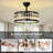 19" Modern Caged Crystal Ceiling Fan With Light Kit And Remote Control