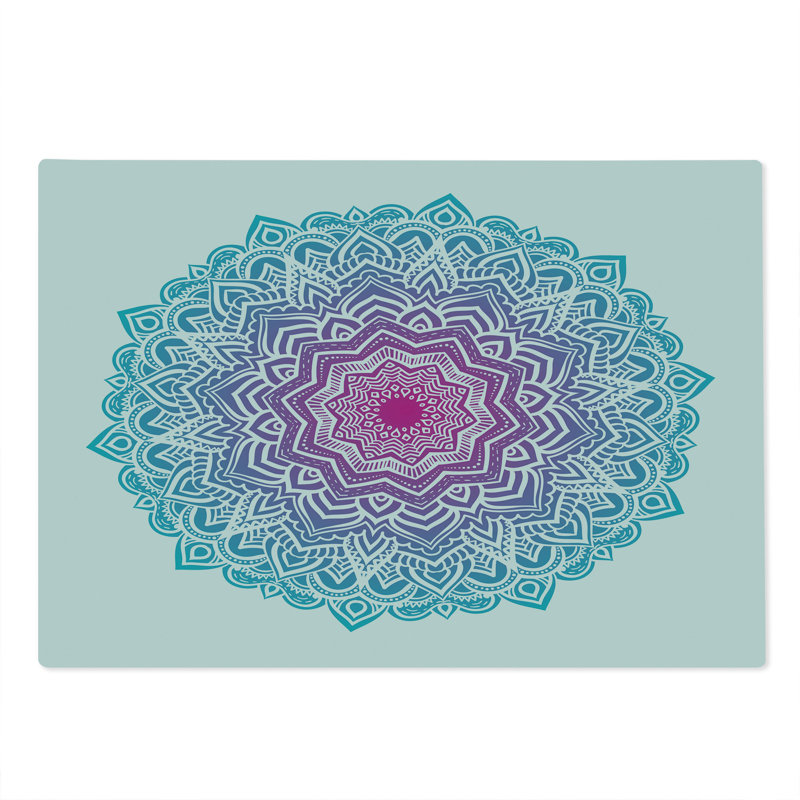 Planche à découper Ambesonne Mandala grande forme florale blanc rose et bleu