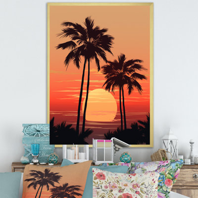 Palmier crépuscule tangerine au coucher du soleil I