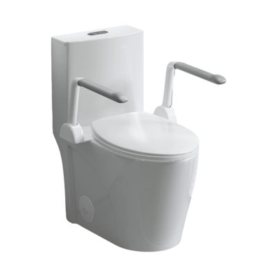 Upgraded Design Handrail, Featuring 1.1/1.6 GPF Tornado Flush Integrated Toilet, Siphon S-Trap 12 Inches, Bright White