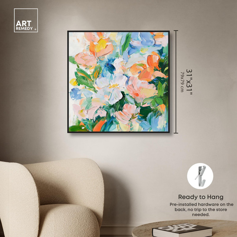 Art Remedy, art tropical brillant sur toile, H 31 po x l 31 po, Cadre flottant noir