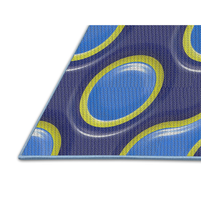 Tapis bleu tissé à la machine, Rectangle 2 pi x 3 pi