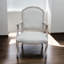 Sophisticated Grey 45cm Linen King Louis Armchair - Upholstered Accent Chair for Living Room, Dining Room and Bedroom