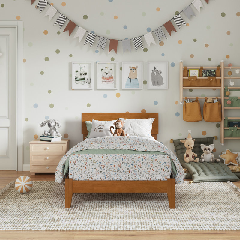 Lit plateforme en bois massif Orlando, Simple, Light Toffee
