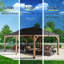 12 pi. X 20 pi Pavillon de jardin en cèdre avec toit rigide en métal double