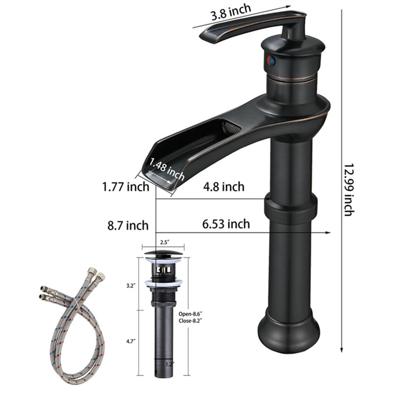Single-handle Bathroom Faucet with Drain Assembly, Oil Rubbed Bronze