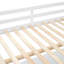 Lit mezzanine double en bois avec bureau en U, compartiments de rangement et miroir à trois volets, blanc