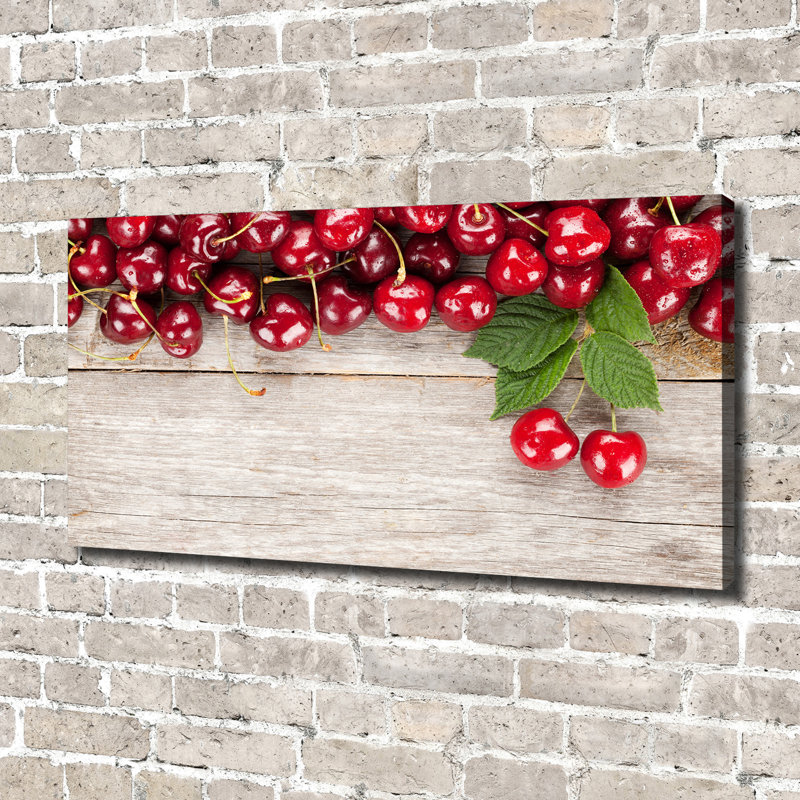 Cherries On Wood - Wrapped Canvas Print