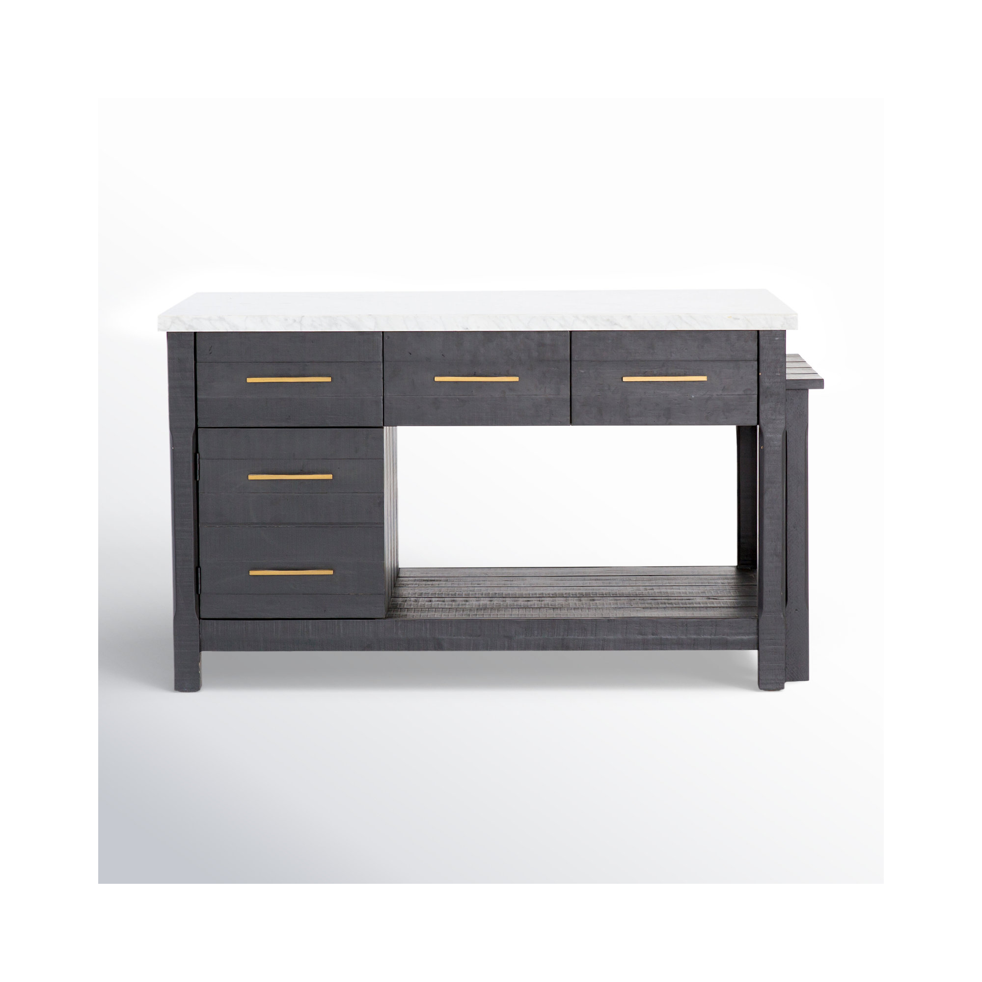 Karelia Kitchen Island, Marble/Black