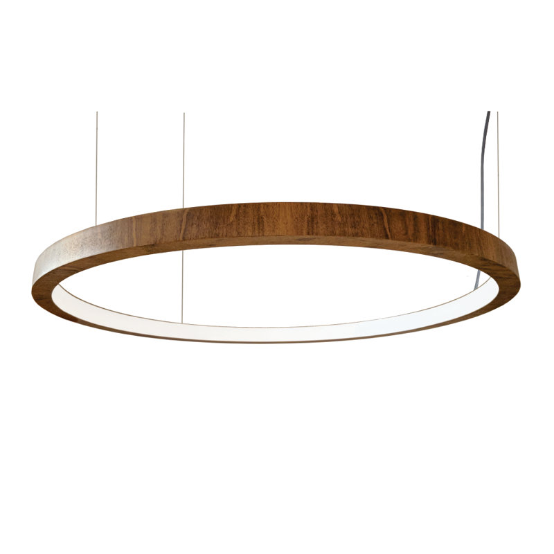 Wood Dimmable LED Drum Chandelier, Imbuia, 1.17" H x 1.17" W x 27.3" D