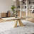 Extendable 63 to 94" 10-Seat Beige Sintered Stone Dining Table with Carbon Steel Base, Large Modern Rectangular Dining Room Table For Home, Kitchen, Living Room-830257067-837425701