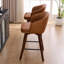 Tabourets de bar Allis de style Mid-Century en chenille moderne, tabourets de bar pivotants rembourrés avec pieds en bois, tabourets à hauteur de comptoir avec dossier à oreilles, repose-pieds, pour comptoir de bar pour îlot de cuisine, brun-80632382-76862296