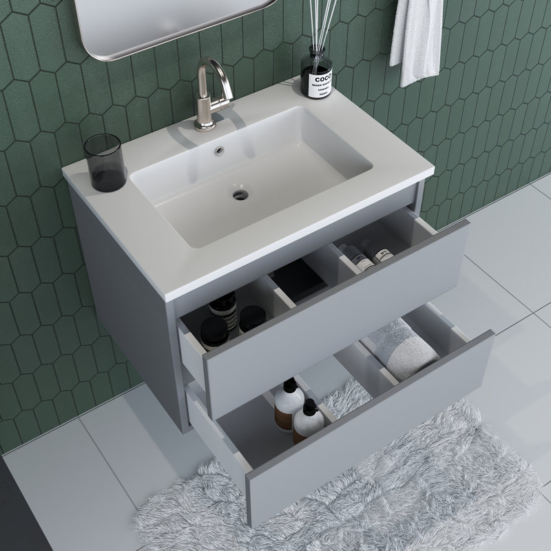 Ensemble de meuble-lavabo mural simple 30 po Salt [20D], gris