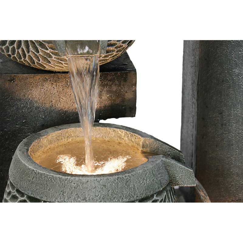 Fontaine d'extérieur 4 étages à 4 niveaux avec DEL blanc chaud