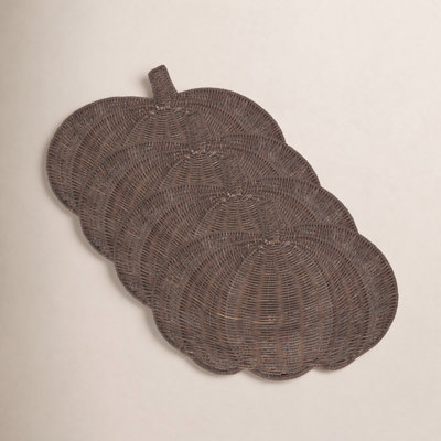 Fall Harvest Rattan Pumpkin Placemat (Set of 4)