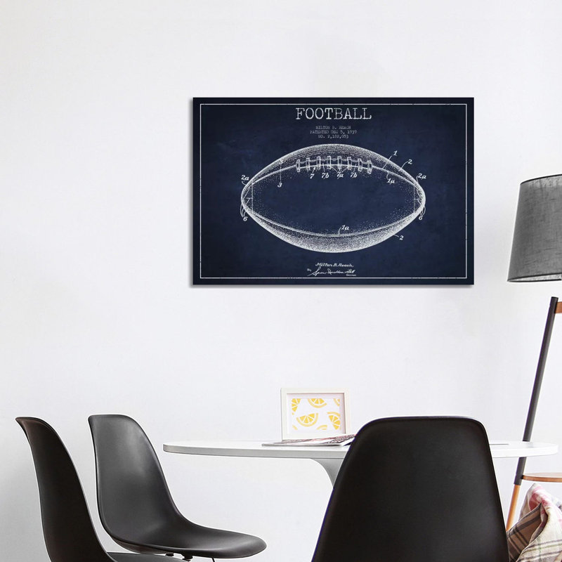 Football Navy Blue Patent Blueprint, 66.04 cm H x 101.6 cm W