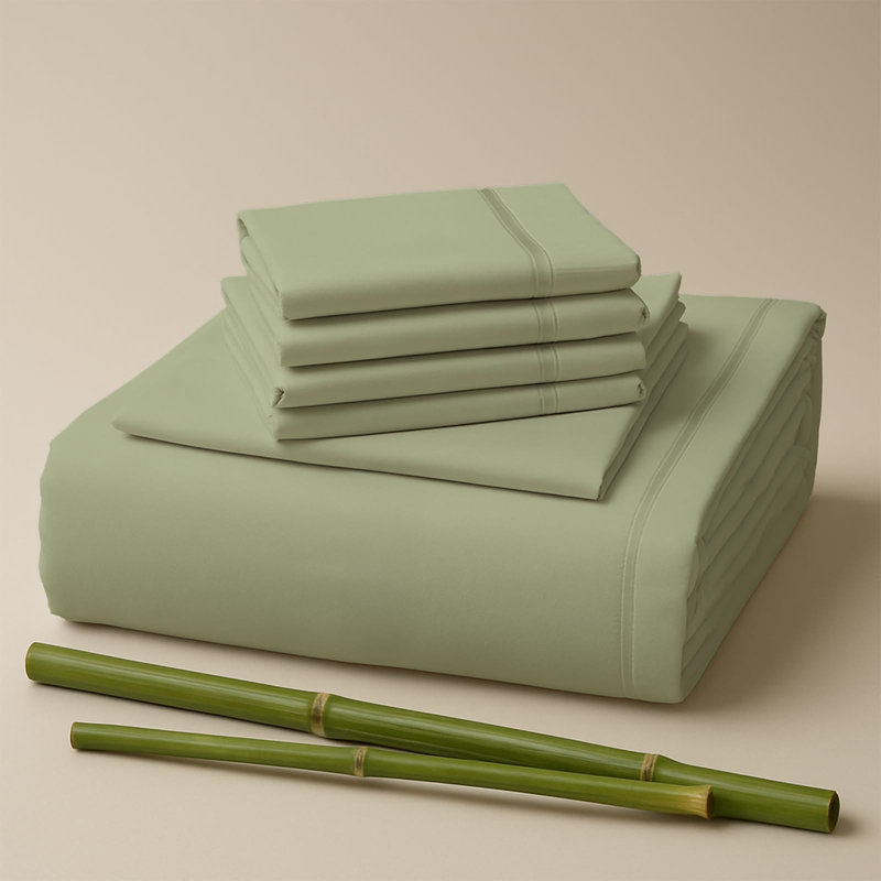 Premium Rayon From Bamboo Blend Sheet Set With Deep Pockets, Cooling and Breathable, King Sheet Set with 4 Pillowcases