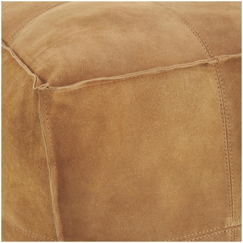 Repose-pieds brun en cuir Suade, Cuir véritable brun