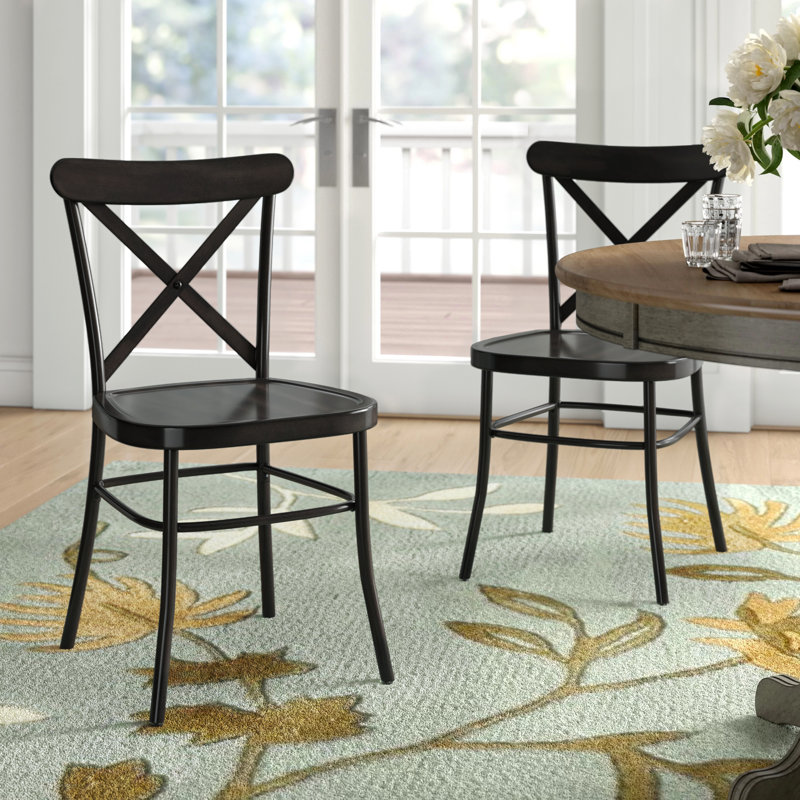 Aliha 18.51'' H Metal Side Chair, Antique Black