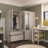 Modern Corner Wardrobe With Glass Doors, Ample Storage, And Gold Hardware - Two-Pack Shipping