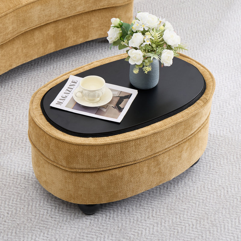 Verona 30.7" 2-In-1 Modern Upholstered Ottoman Coffee Table With Storage, Yellow