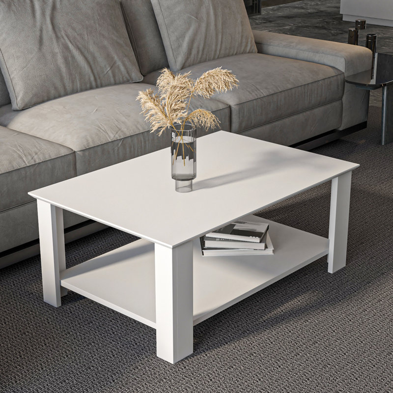 Leroy 90 cm Rectangular Coffee Table, White
