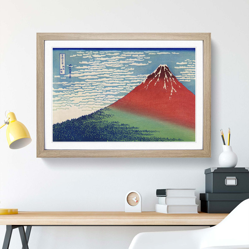 Fine Wind, Clear Morning by Katsushika Hokusai - Picture Frame Painting Print, 60cm H x 91cm W x 2cm D, Oak