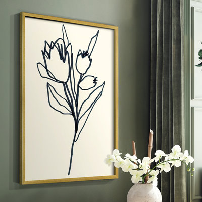 «Floral Marker II», reproduction encadrée - bois massif