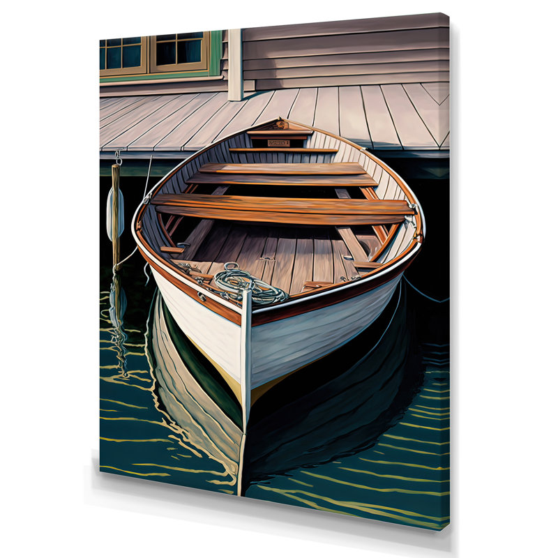 Docked Boat I - reproduction sur toile, H 20 po x l 12 po x P 1 po, Toile tendue