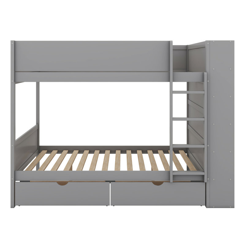 Lit superposé double avec 2 tiroirs Louis, Simple sur simple, Gris