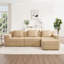 Canapé modulaire modulaire à 3 places en forme de L sans os, canapé modulaire Cloud avec assise profonde, canapé modulaire moderne à 3 places avec coussins décoratifs et 1 repose-pieds mobile, tissu en velours côtelé-291775259-291775256-291775253