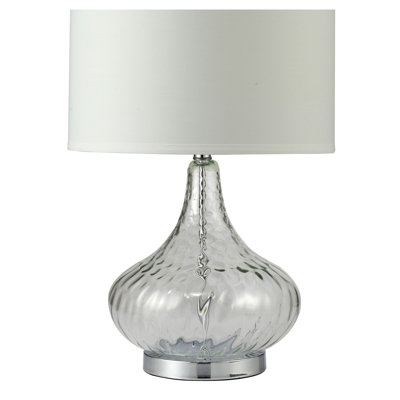 Lampe de table 24,5 "en verre" Courtney ", verre et chrome argenté