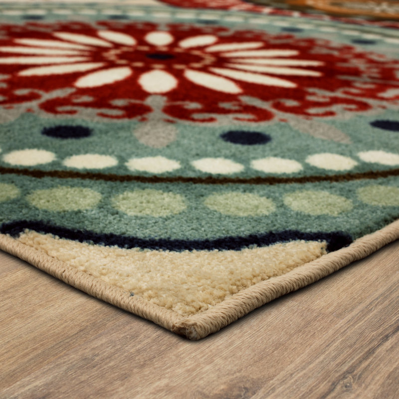 Tapis bleu clair / brun Asherman, Rectangle 5 pi x 8 pi