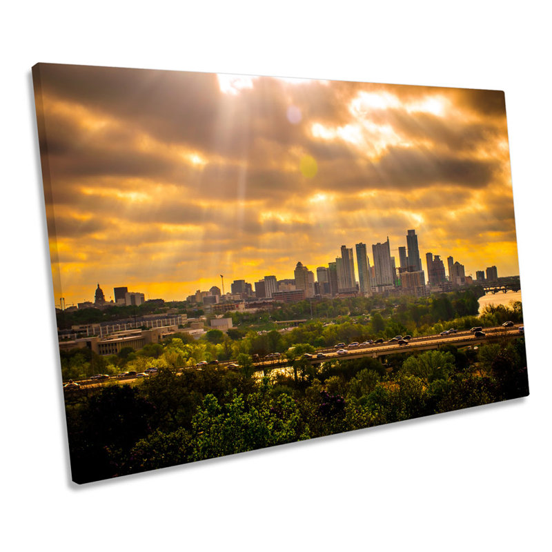 Austin City Sunset Texas Skyline - Wrapped Canvas Print, 61cm H x 91.4cm W