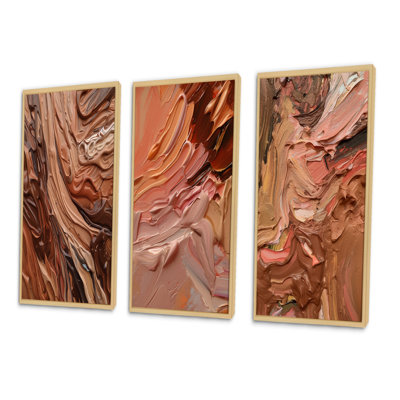 Chocolate Bliss Abstract Painting I - Abstract Painting Art Set Of 3 Pieces