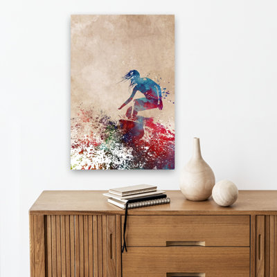 «Dynamic Surfing Splash», impression d'art mural coloré et contemporain sur l'océan