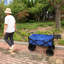 Folding Wagon Garden Shopping Beach Cart (Blue)
