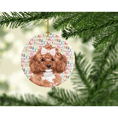 Décoration de Noël suspendue caniche rouge