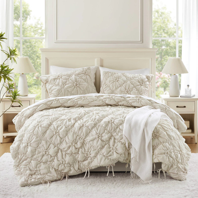 3 pièces Édredon très grand avec motif floral - Microfibre brossée, froncé élastique, chaud et confortable, taille facile à entretenir, motif floral 3 pièces, douceur semblable au nuage, rembourrage respirant,