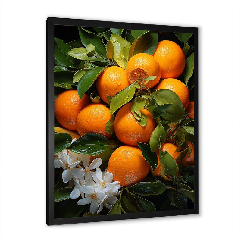«Datril Tangerine Tango Bouquet III», reproduction sur toile, H 20 po x l 12 po x P 1 po, Cadre photo noir