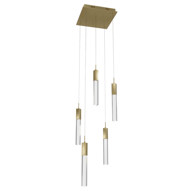 Luminaire suspendu 5 lumières Vennie Snow Collection, Laiton antique