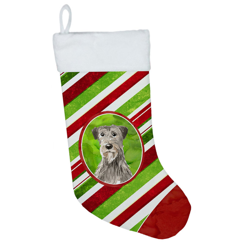 Chaussette de noël à rayures à sucre, Lévrier irlandais