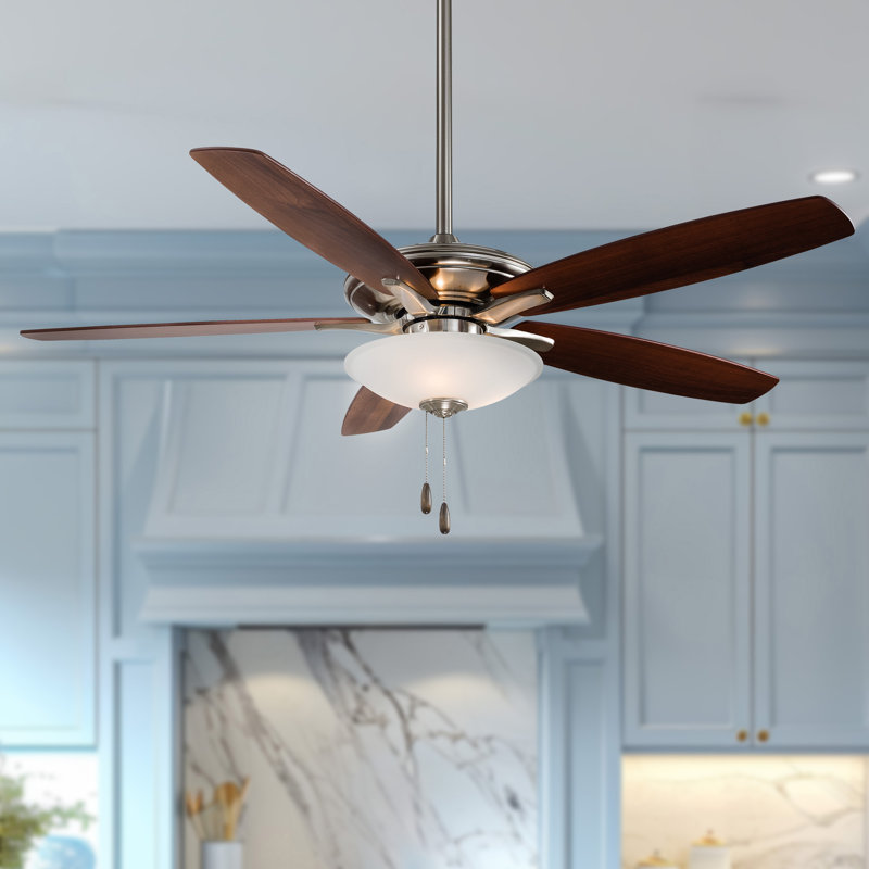 52" Mojo 5 - Blade LED Standard Ceiling Fan with Pull Chain and Light Kit Included, Brushed Nickel